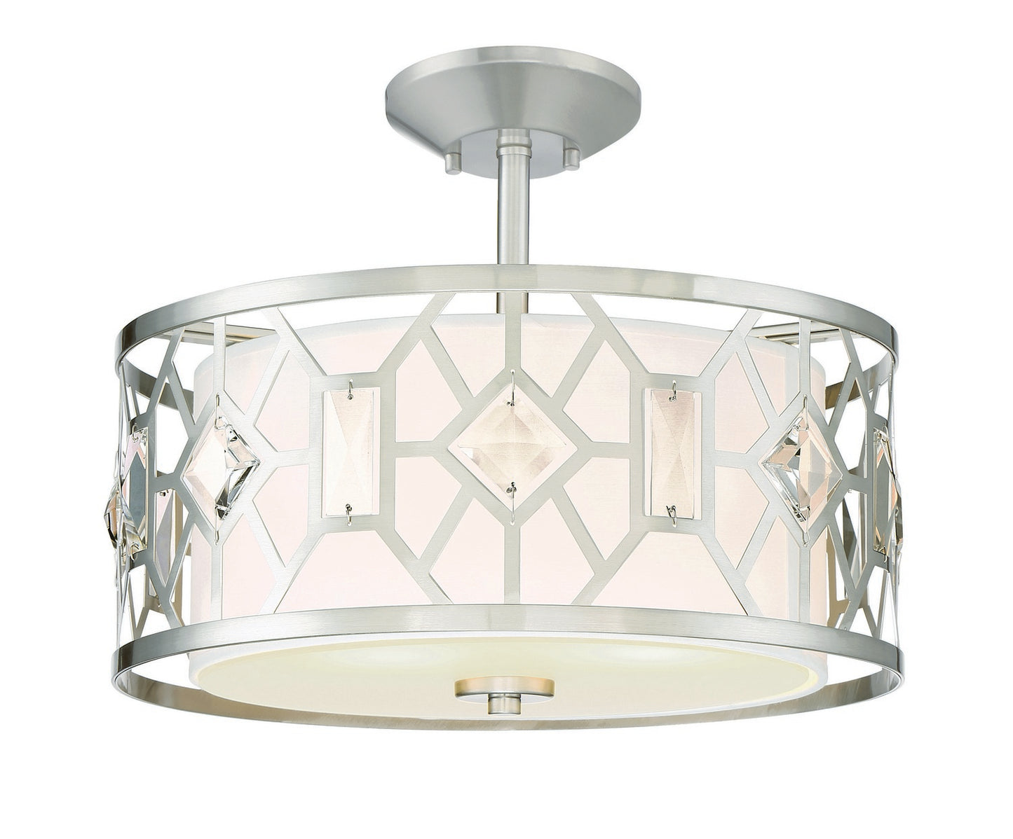Brentwood Two Light Semi-Flush Mount in Satin Platinum