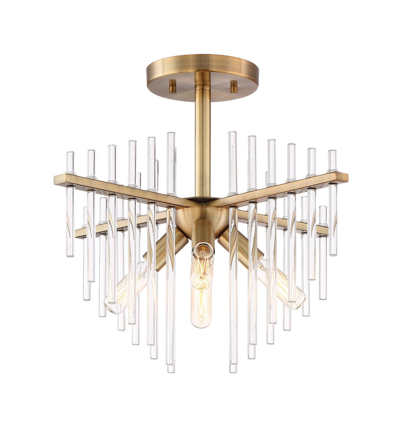 Reeve Four Light Semi-Flush Mount in Burnished Antique Brass