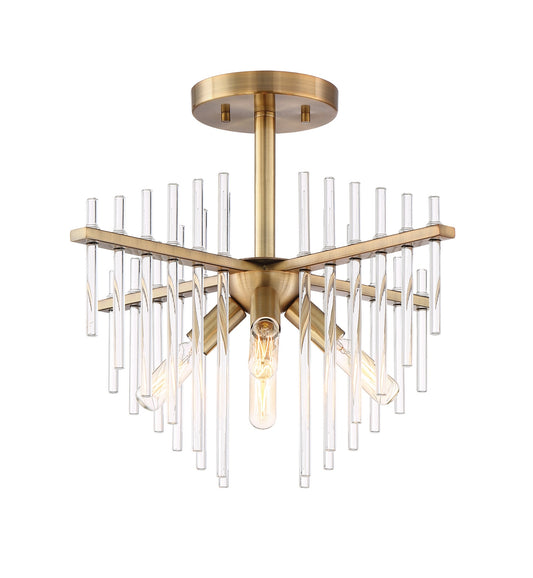 Reeve Four Light Semi-Flush Mount in Burnished Antique Brass