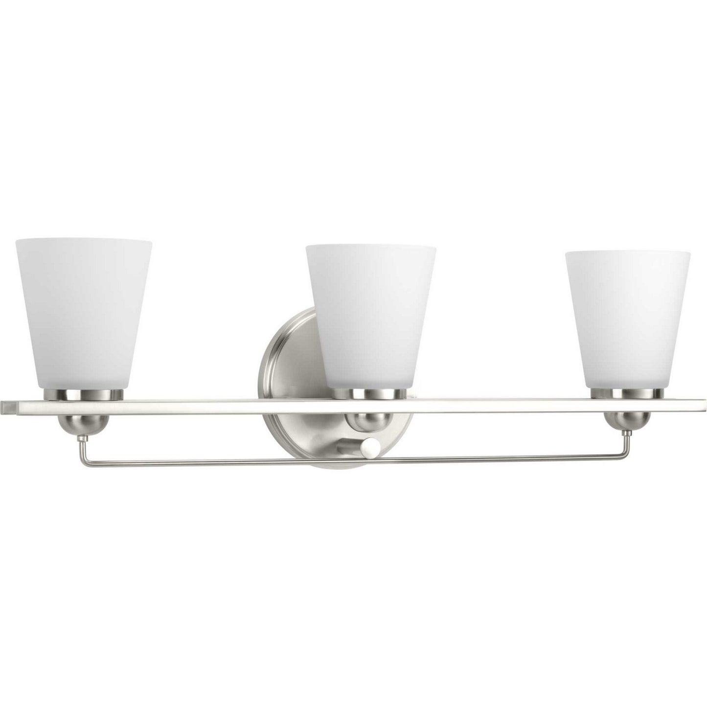 Flight Three Light Bath Bracket in Brushed Nickel
