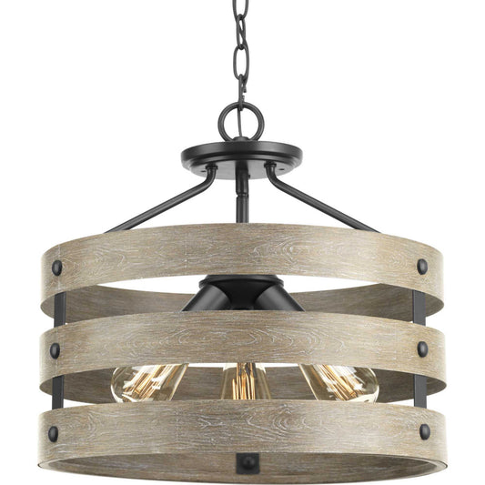 Gulliver Three Light Semi-Flush Convertible in Graphite