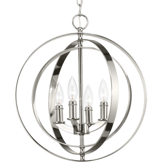 Equinox Four Light Pendant in Polished Nickel