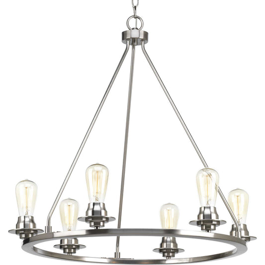 Debut Six Light Chandelier in Brushed Nickel
