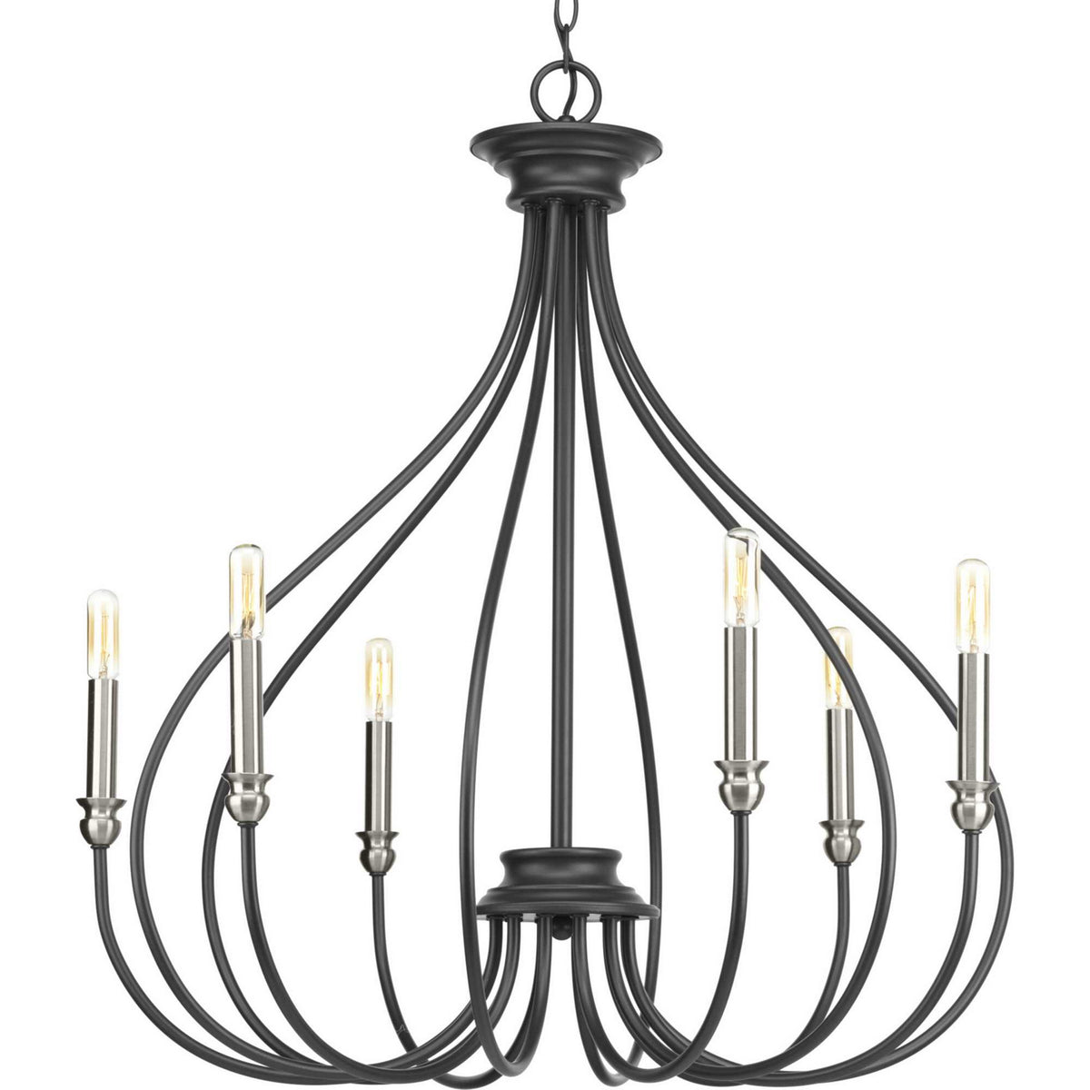 Progress Lighting - P400030-143 - Six Light Chandelier - Whisp - Graphite