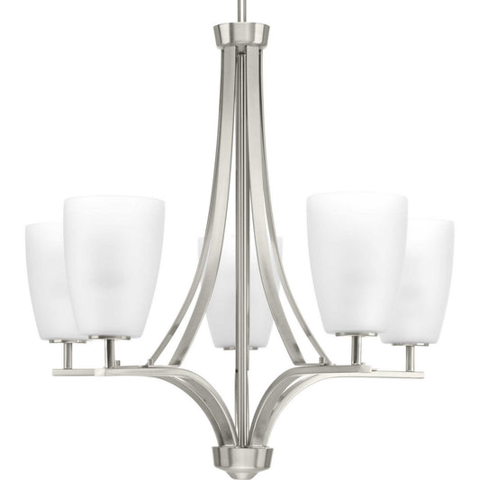 Leap Five Light Chandelier in Brushed Nickel