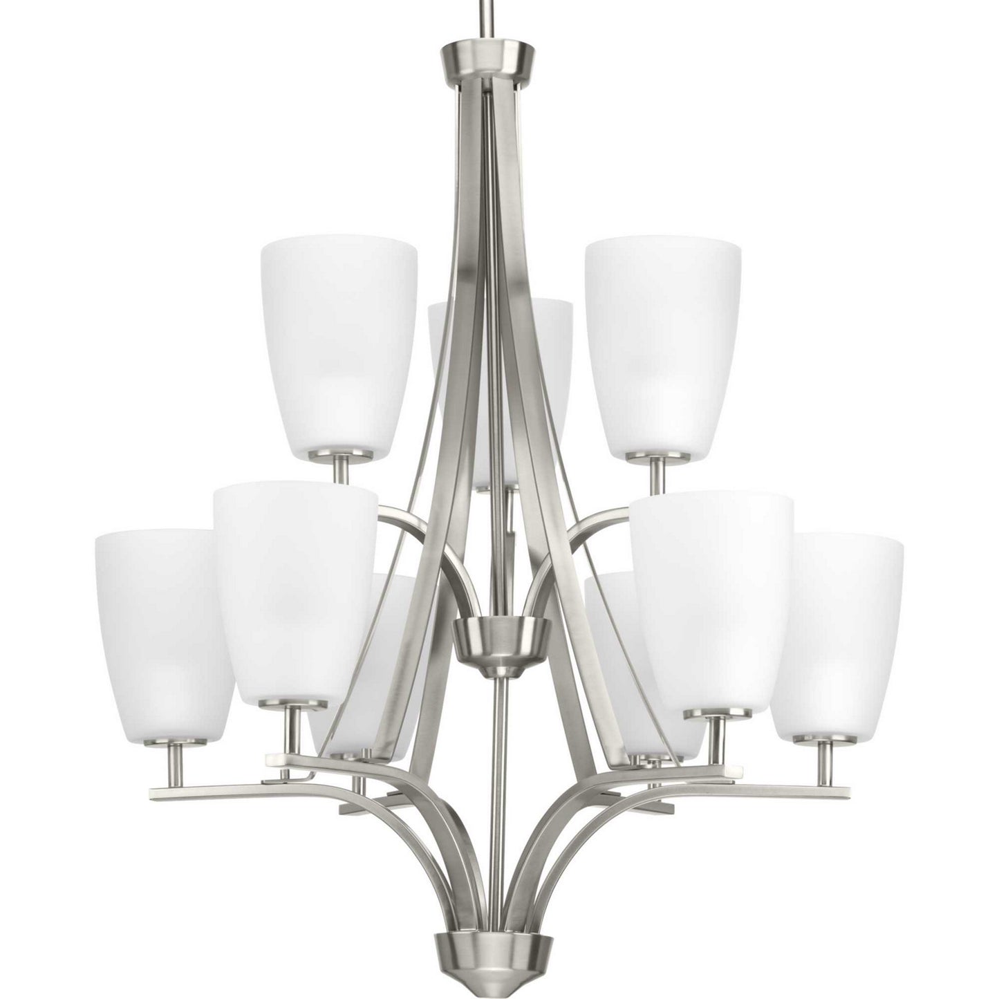Leap Nine Light Chandelier in Brushed Nickel