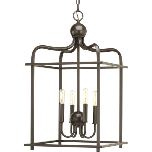 Assembly Hall Four Light Foyer Pendant in Antique Bronze