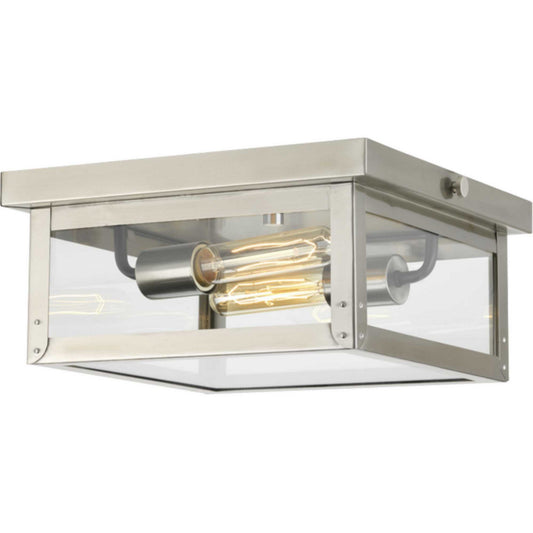 Union Square Two Light Flush Mount in Stainless Steel