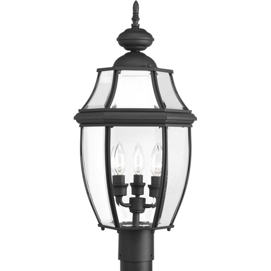 New Haven Three Light Post Lantern in Black