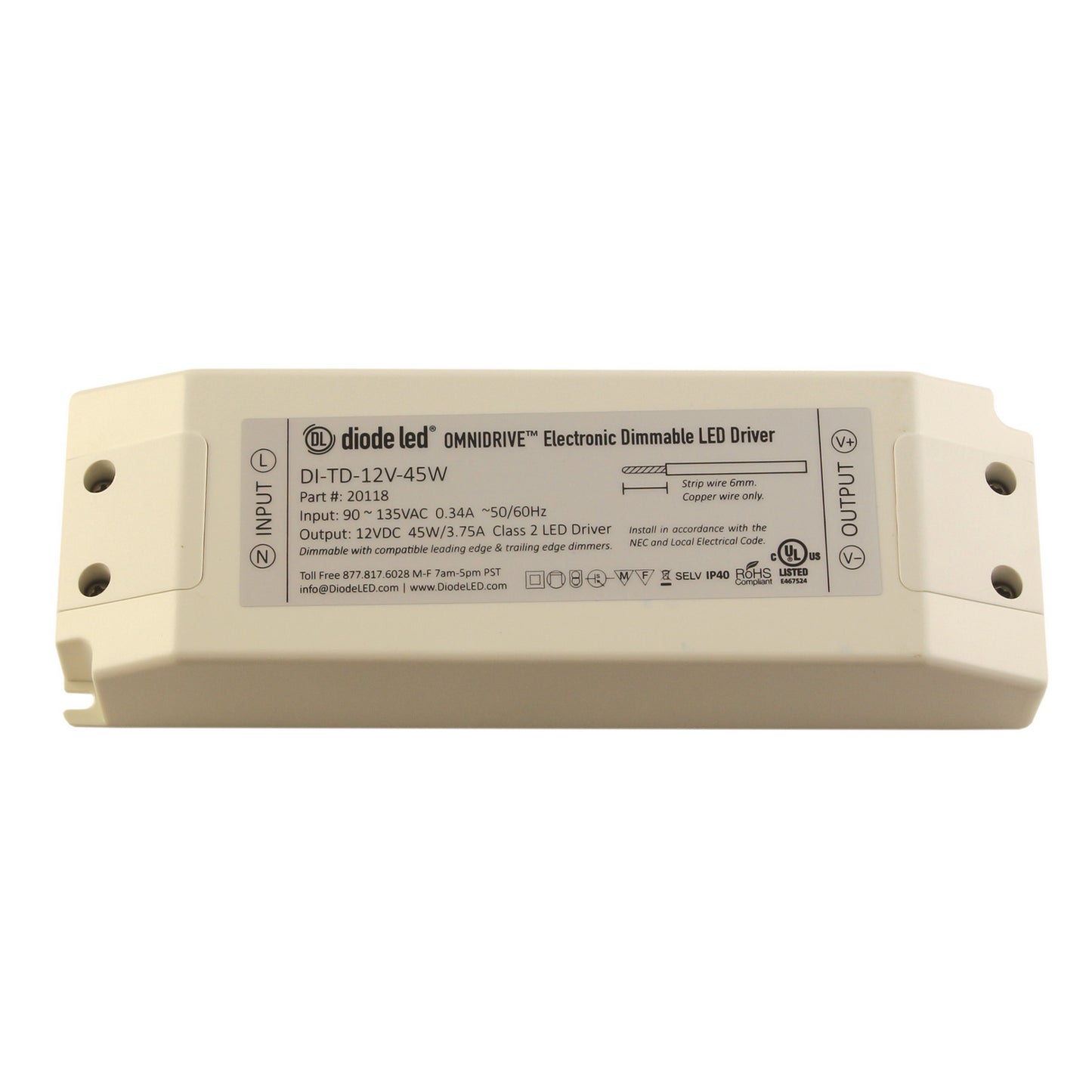 Omnidrive Electronic Dimmable Driver in White