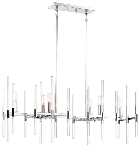Pillar Six Light Island Pendant in Chrome