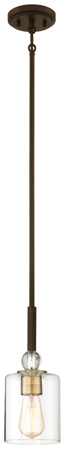 Studio 5 One Light Mini Pendant in Painted Bronze w/Natural Brushed Brass