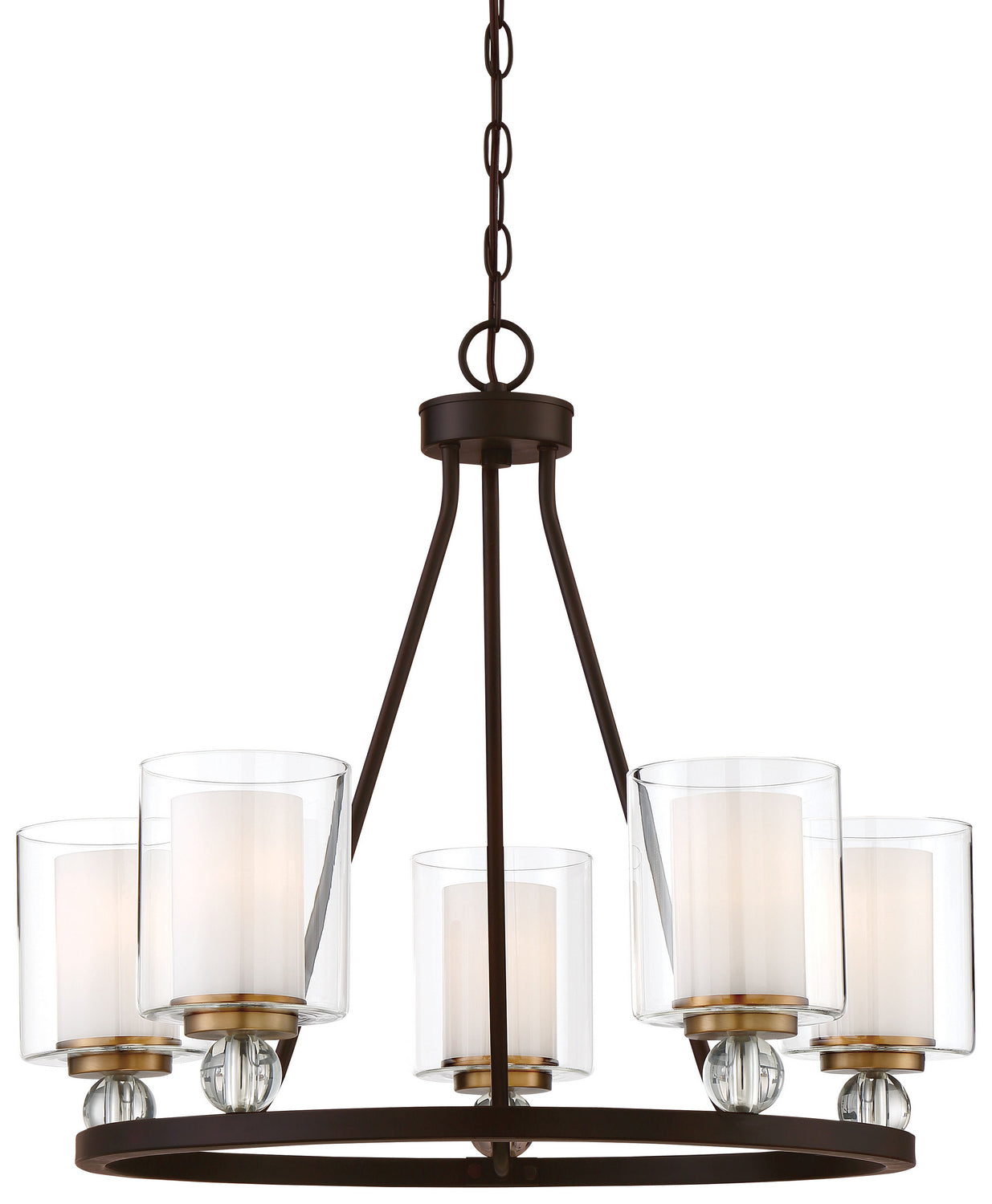 Studio 5 Five Light Chandelier in Painted Bronze w/Natural Brushed Brass