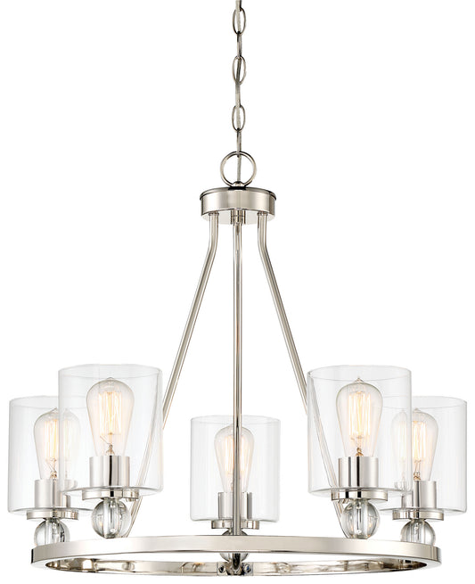 Studio 5 Five Light Chandelier in Polished Nickel