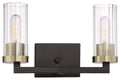 Ainsley Court Two Light Bath in Aged Kinston Bronze w/Brushed Brass Highlights