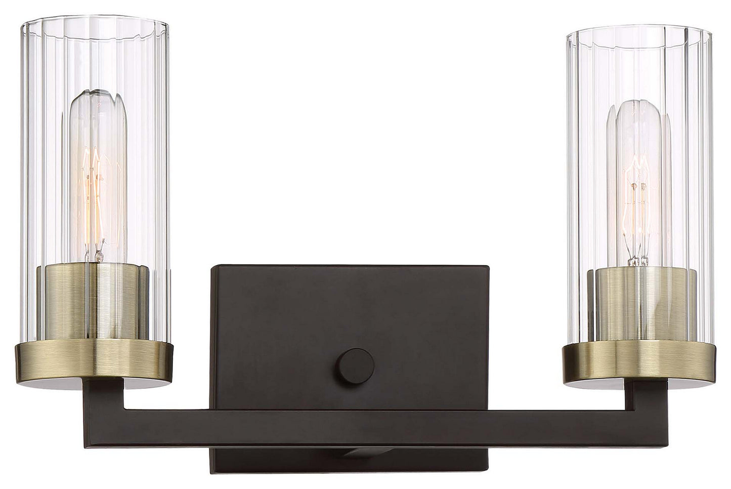 Ainsley Court Two Light Bath in Aged Kinston Bronze w/Brushed Brass Highlights
