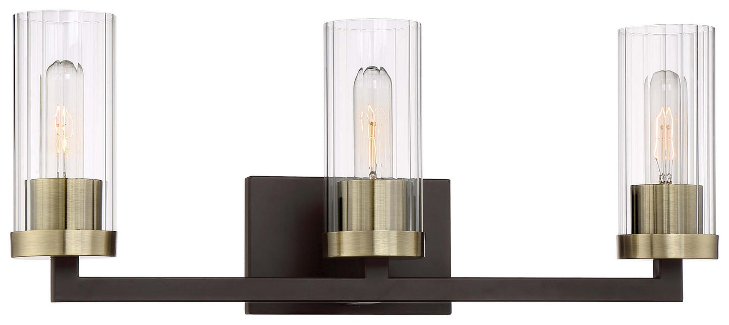 Ainsley Court Three Light Bath in Aged Kinston Bronze w/Brushed Brass Highlights