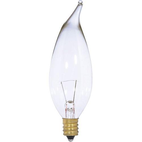 7W 12V E12 CANDELABRA BASE FLAME TIP SHAPE CLEAR