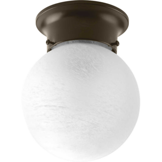 Progress Lighting - P3401-20 - One Light Flush Mount - Globe - Alabaster - Antique Bronze