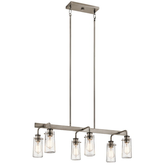 Braelyn Six Light Linear Chandelier in Classic Pewter