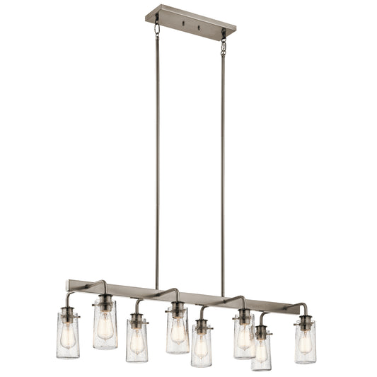 Braelyn Eight Light Linear Chandelier in Classic Pewter