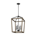 Gannet Four Light Chandelier in Weathered Oak Wood / Antique Forged Iron