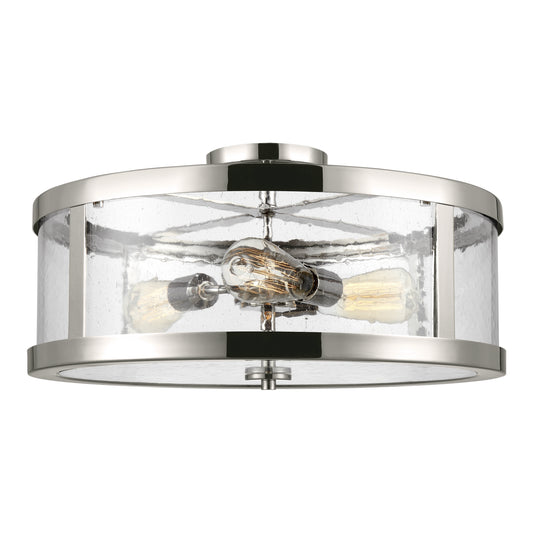 Harrow Three Light Semi-Flush Mount in Polished Nickel