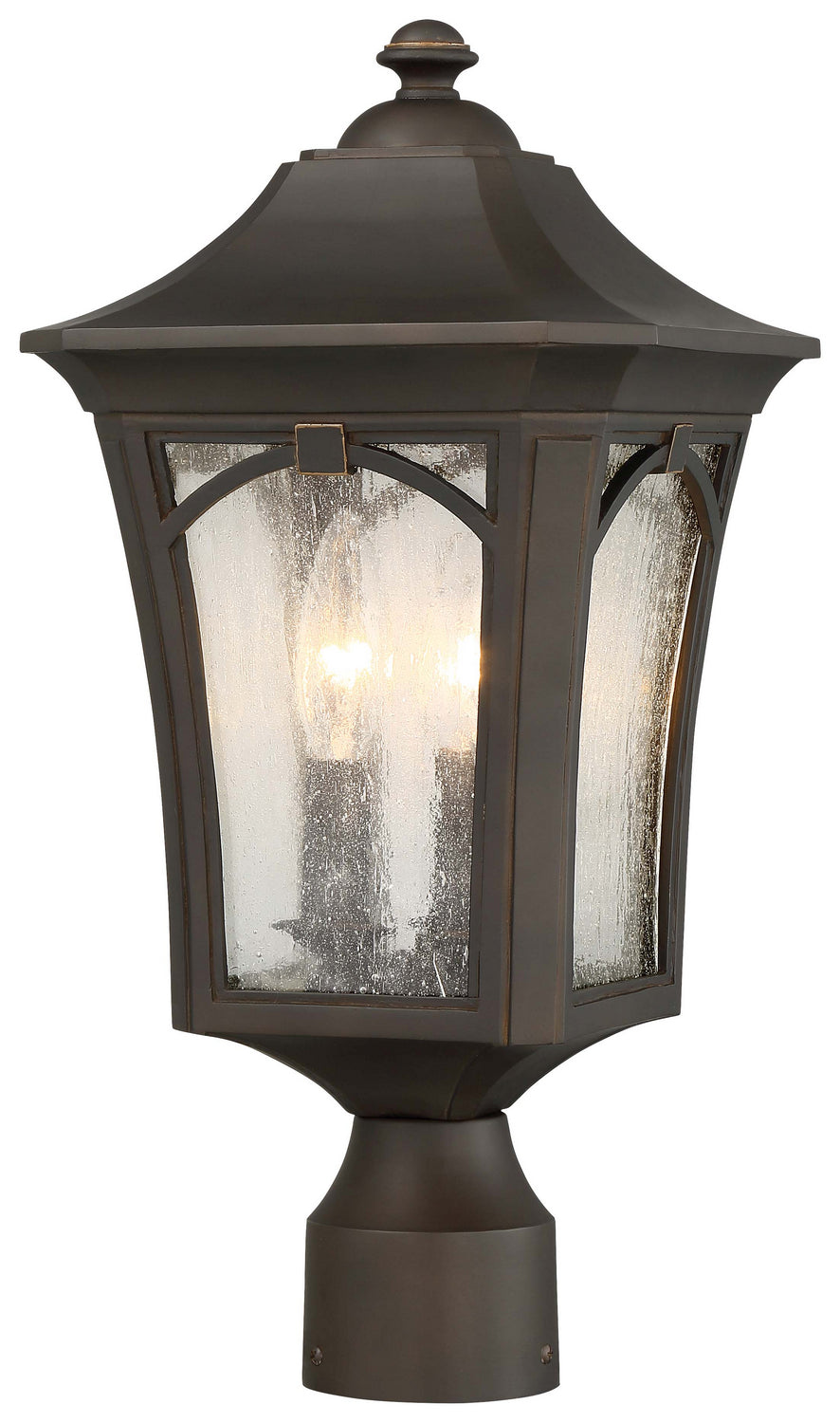 Solida Three Light Outdoor Post Mount in Oil Rubbed Bronze w/Gold Highlights