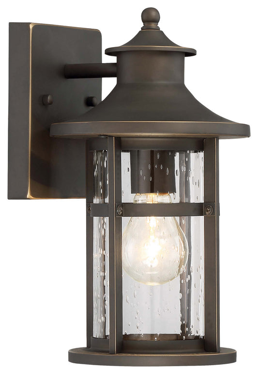 Highland Ridge One Light Outdoor Wall Lamp in Oil Rubbed Bronze w/Gold Highlights