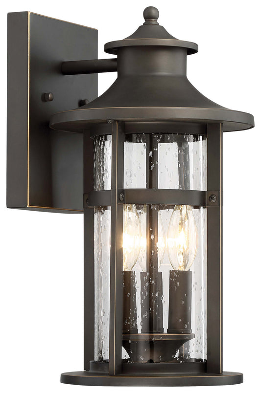 Highland Ridge Three Light Outdoor Wall Lamp in Oil Rubbed Bronze w/Gold Highlights