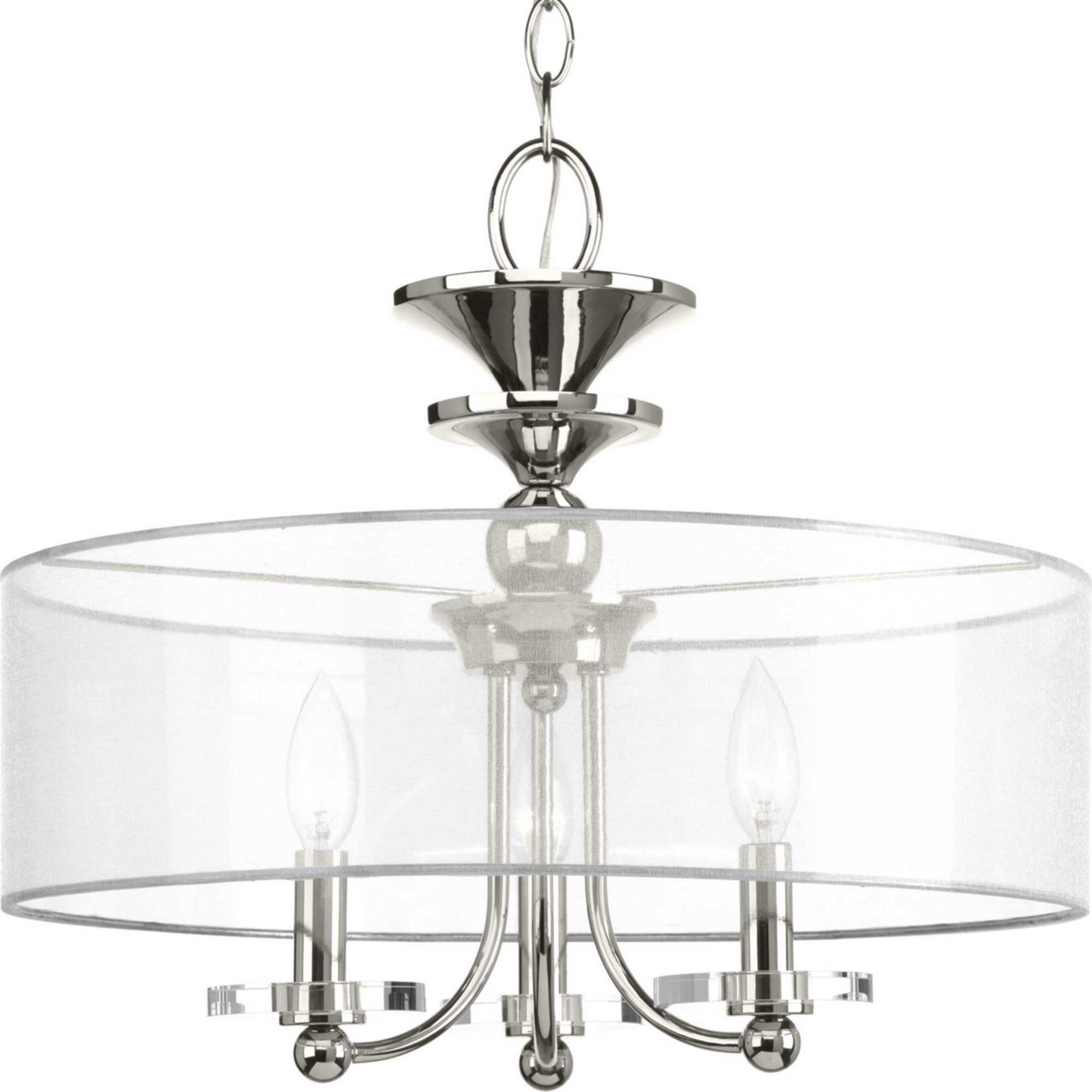 Progress Lighting - P350029-104 - Three Light Semi-Flush Convertible - Marche' - Polished Nickel