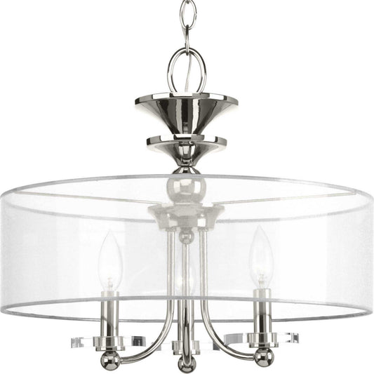 Marche' Three Light Semi-Flush Convertible in Polished Nickel