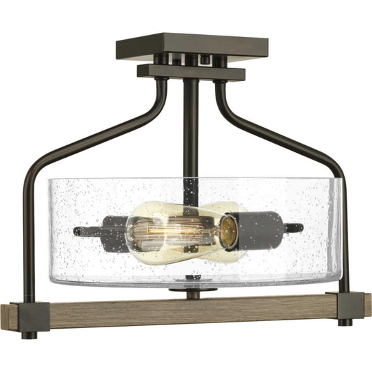 Barnes Mill Two light Semi-Flush Mount in Antique Bronze