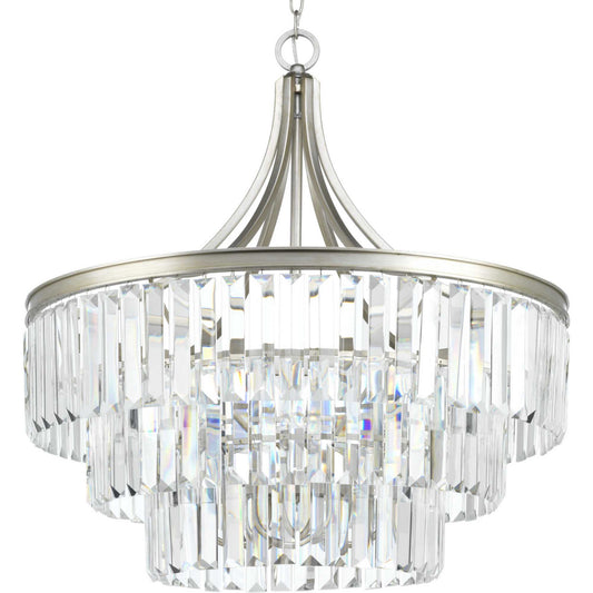 Glimmer Six Light Pendant in Silver Ridge