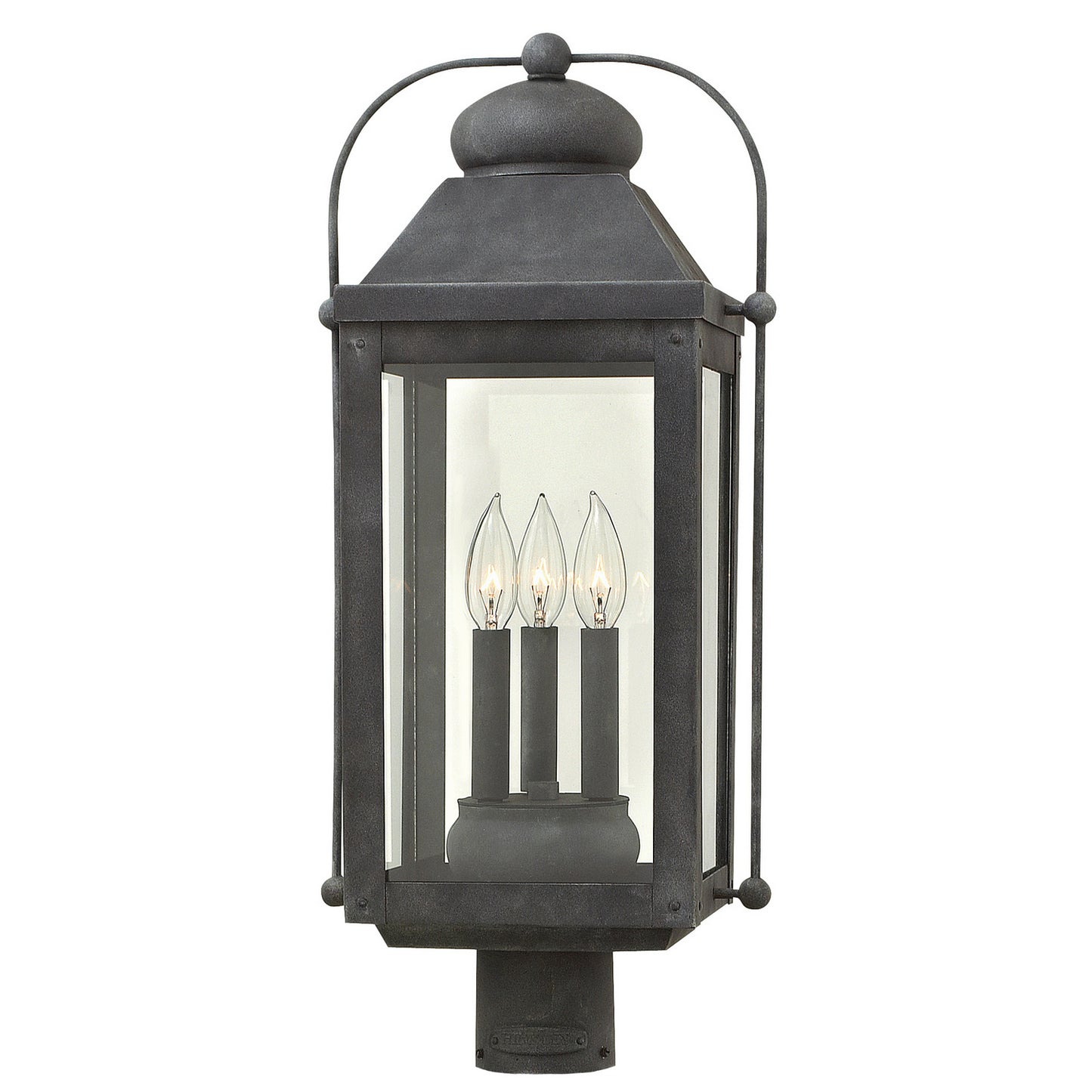 Anchorage LED Post Top or Pier Mount Lantern in Aged Zinc