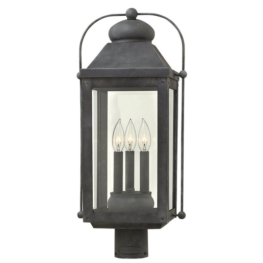 Anchorage LED Post Top or Pier Mount Lantern in Aged Zinc