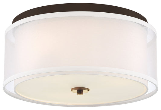 Studio 5 Three Light Flush Mount in Painted Bronze w/Natural Brushed Brass