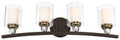 Studio 5 Four Light Bath in Painted Bronze w/Natural Brushed Brass
