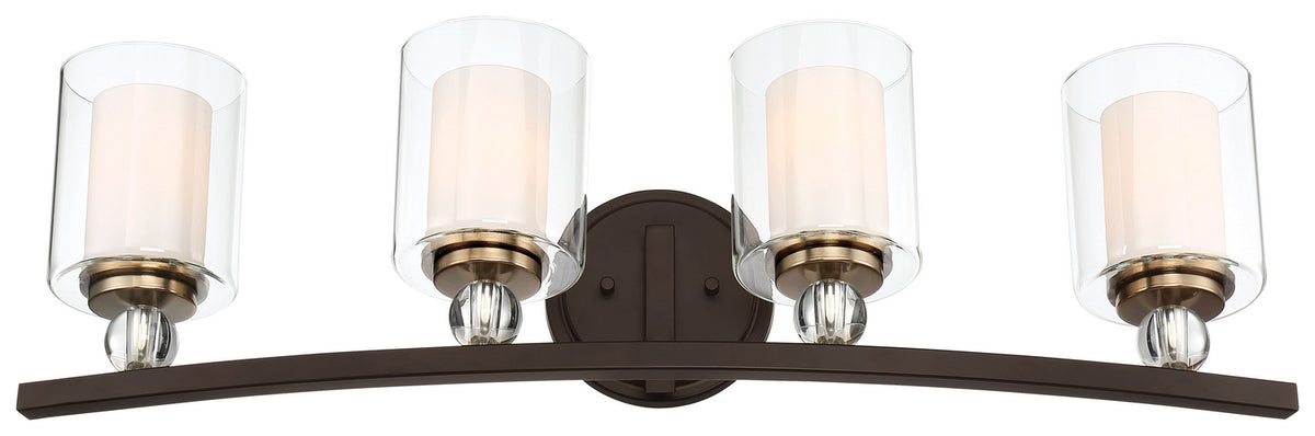Studio 5 Four Light Bath in Painted Bronze w/Natural Brushed Brass