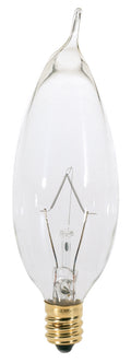 (4-Pack) Satco A3674 25W Incandescent CA8 Candle Bulb, E12 Base, 2700K, 210 Lumens, Clear
