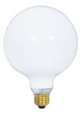 (4-Pack) Satco S3003 100W Incandescent G40 Globe Bulb, E26 Base, 2700K, 1050 Lumens, Gloss White
