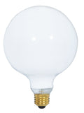 (4-Pack) Satco S3004 150W Incandescent G40 Globe Bulb, E26 Base, 2700K, 1550 Lumens, Gloss White