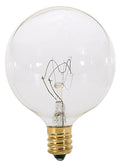(4-Pack) Satco S3821 15W Incandescent G16.5 Globe Bulb, E12 Base, 2700K, 114 Lumens, Clear