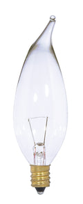 (4-Pack) Satco S3867 15W Incandescent CA10 Candle Bulb, E12 Base, 2700K, 150 Lumens, Clear