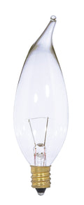 (4-Pack) Satco S3868 25W Incandescent CA10 Candle Bulb, E12 Base, 2700K, 250 Lumens, Clear