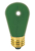 (4-Pack) Satco S3962 11W Incandescent S14 Sign Bulb, E26 Base, Ceramic Green