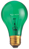 (4-Pack) Satco S6081 25W Incandescent A19 A-Shape Bulb, E26 Base, Transparent Green