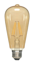 (4-Pack) Satco S9579 7W LED ST19 Edison Bulb, E26 Base, 2000K, 650 Lumens, Transparent Amber