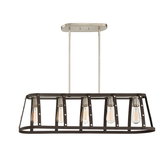 Presidio Five Light Linear Chandelier in Rustique