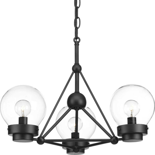 Spatial Three Light Semi-Flush Convertible in Black